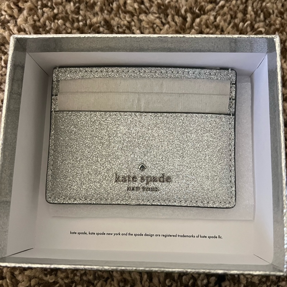 Kate Spade Shimmy Glitter Card Case - Silver